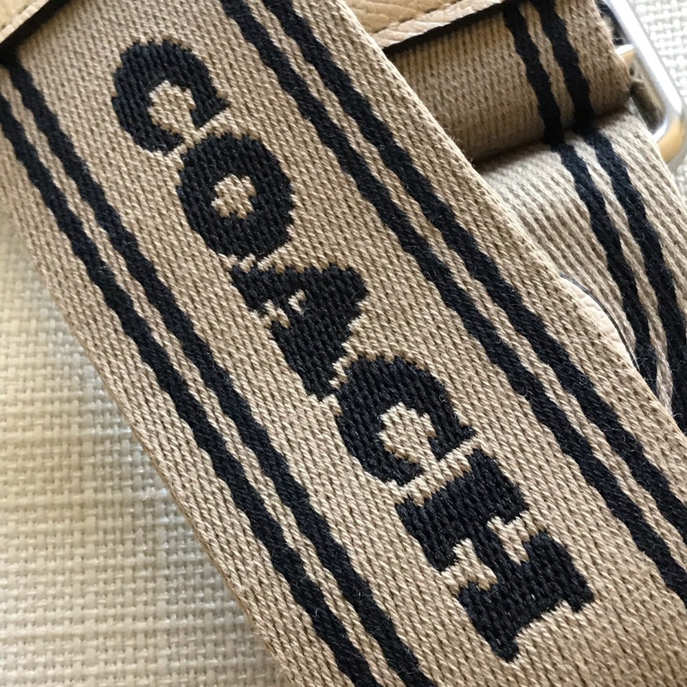 Coach Beige and Black Logo Webbing Strap - Picture 3 of 10